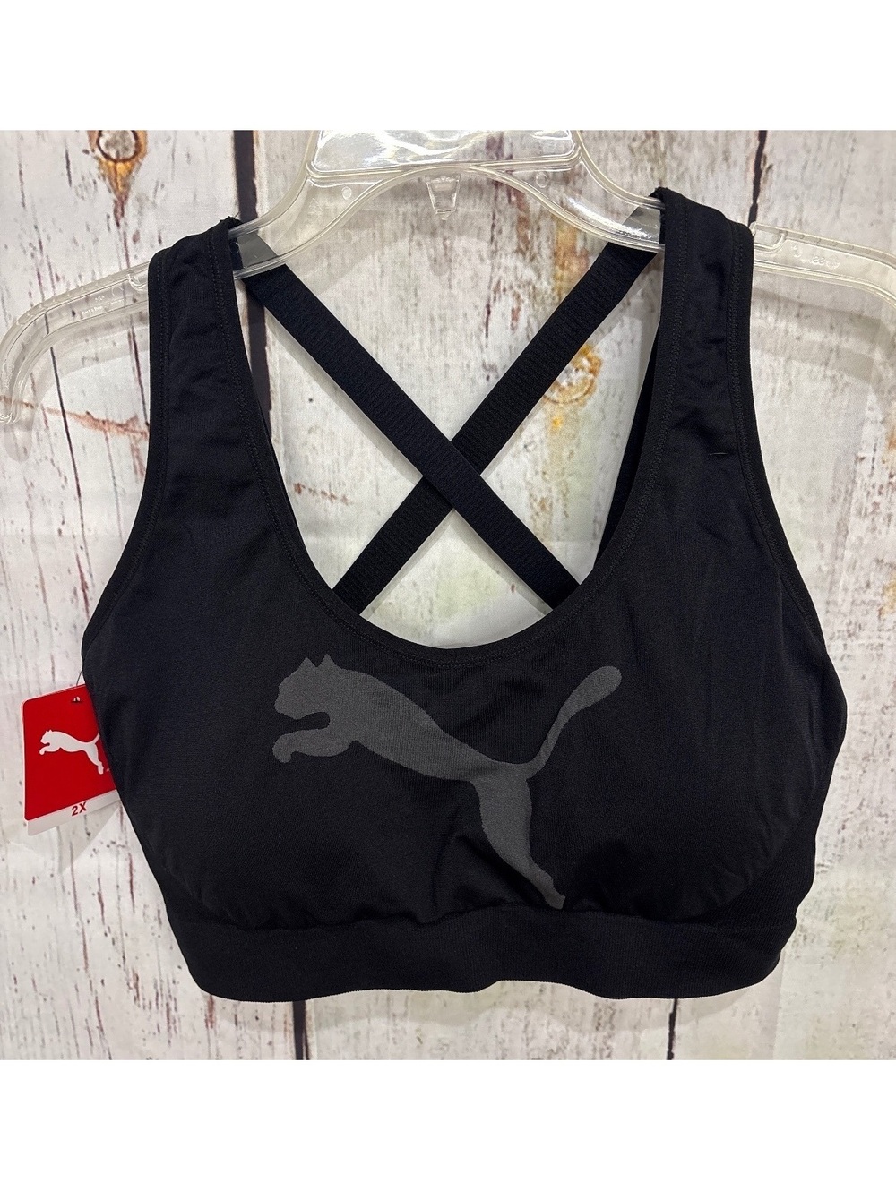Puma Women's Black DryCELL Moisture Wicking Sports Bra Size 2X W/Removable Cups